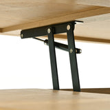 Lift-Top Coffee Table with Curved Wood Design - Extendable Storage Centre Table for Living Room