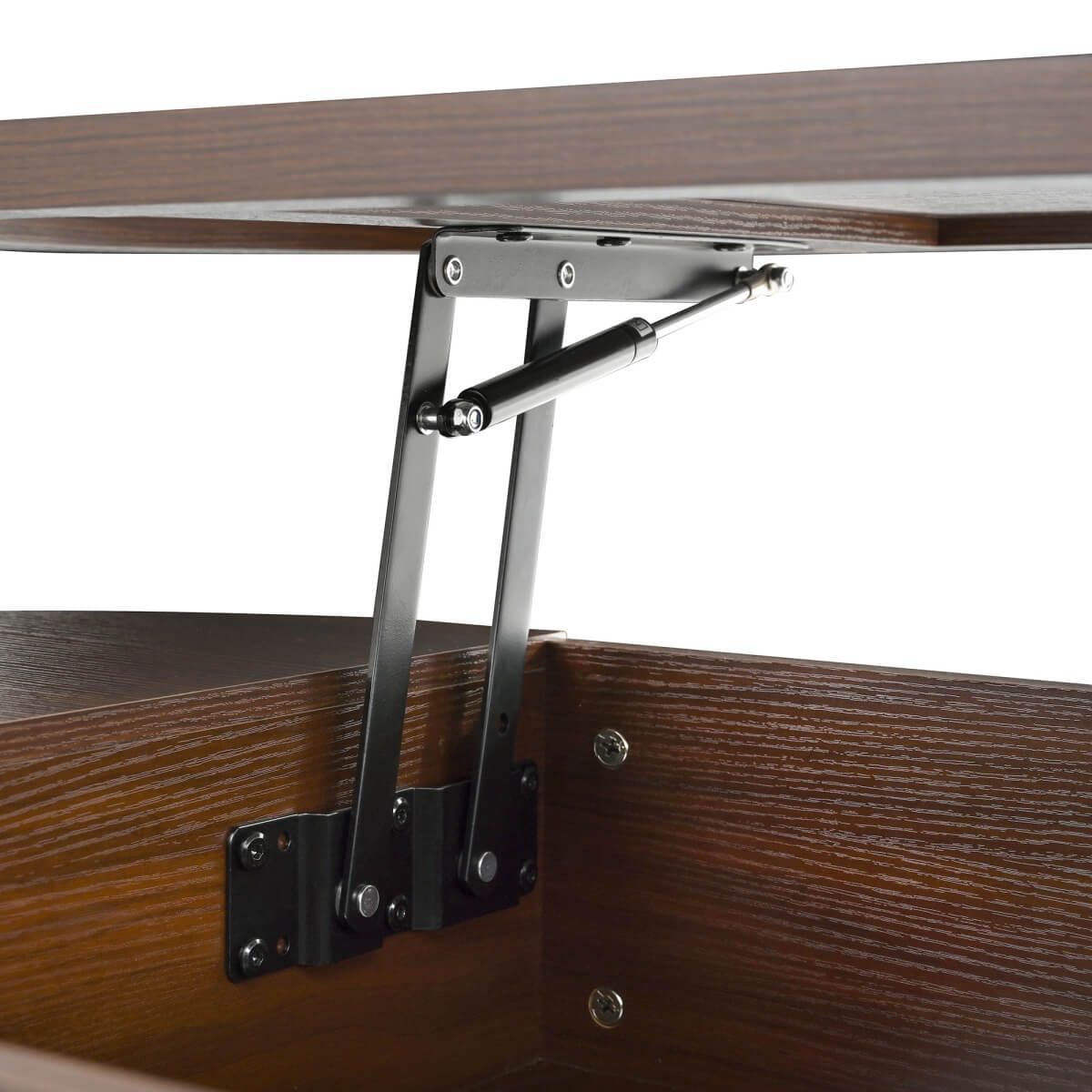 Lift-Top Coffee Table with Curved Wood Sides - Extendable Storage Centre Table for Living Room