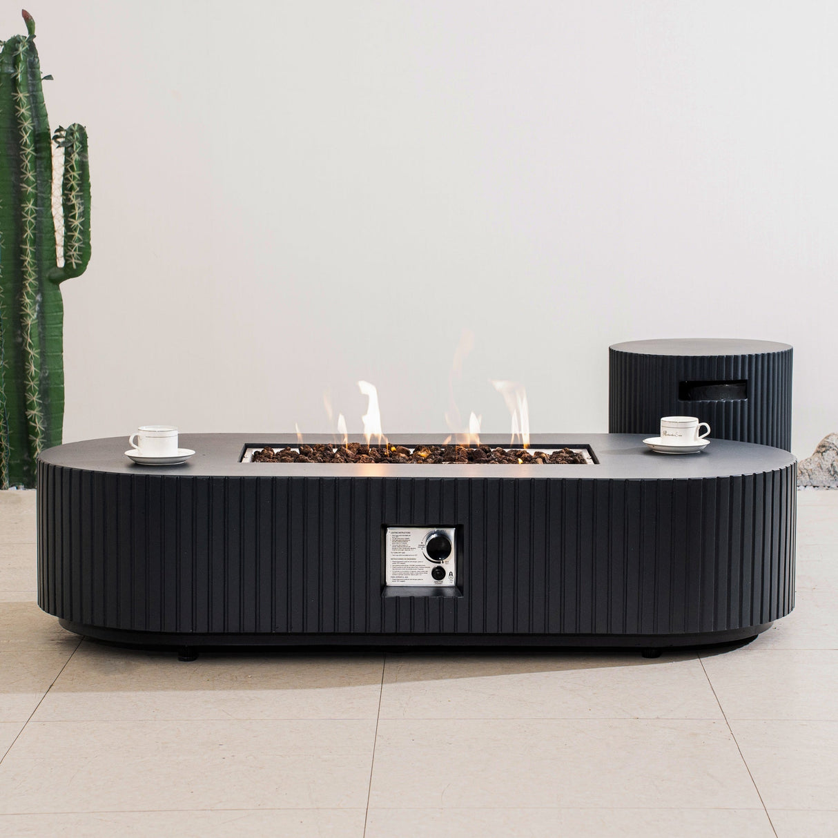 LYRIN Terrafab Gas Fire Pit Table with Side Table