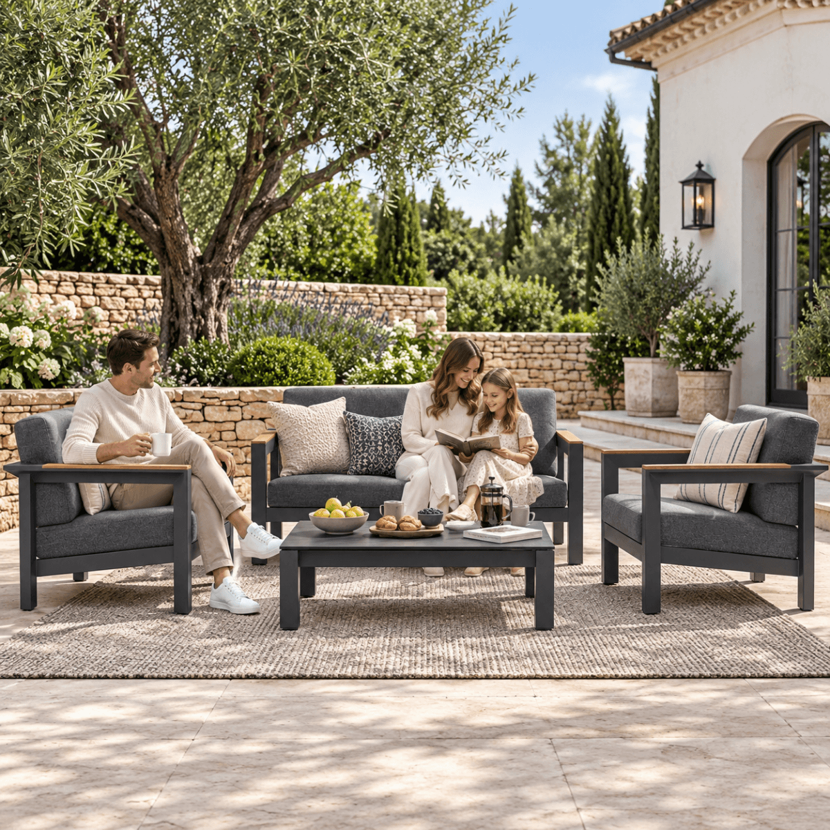 ARVE 4-Seater Modern Aluminium Outdoor Sofa Set - 4 Pieces