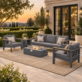 ARVE 5 Seater Outdoor Sofa Set with ZENITH Fire Pit Table - 5 Pieces