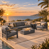 ARVE 5 Seater Outdoor Sofa Set with ZENITH Fire Pit Table - 5 Pieces