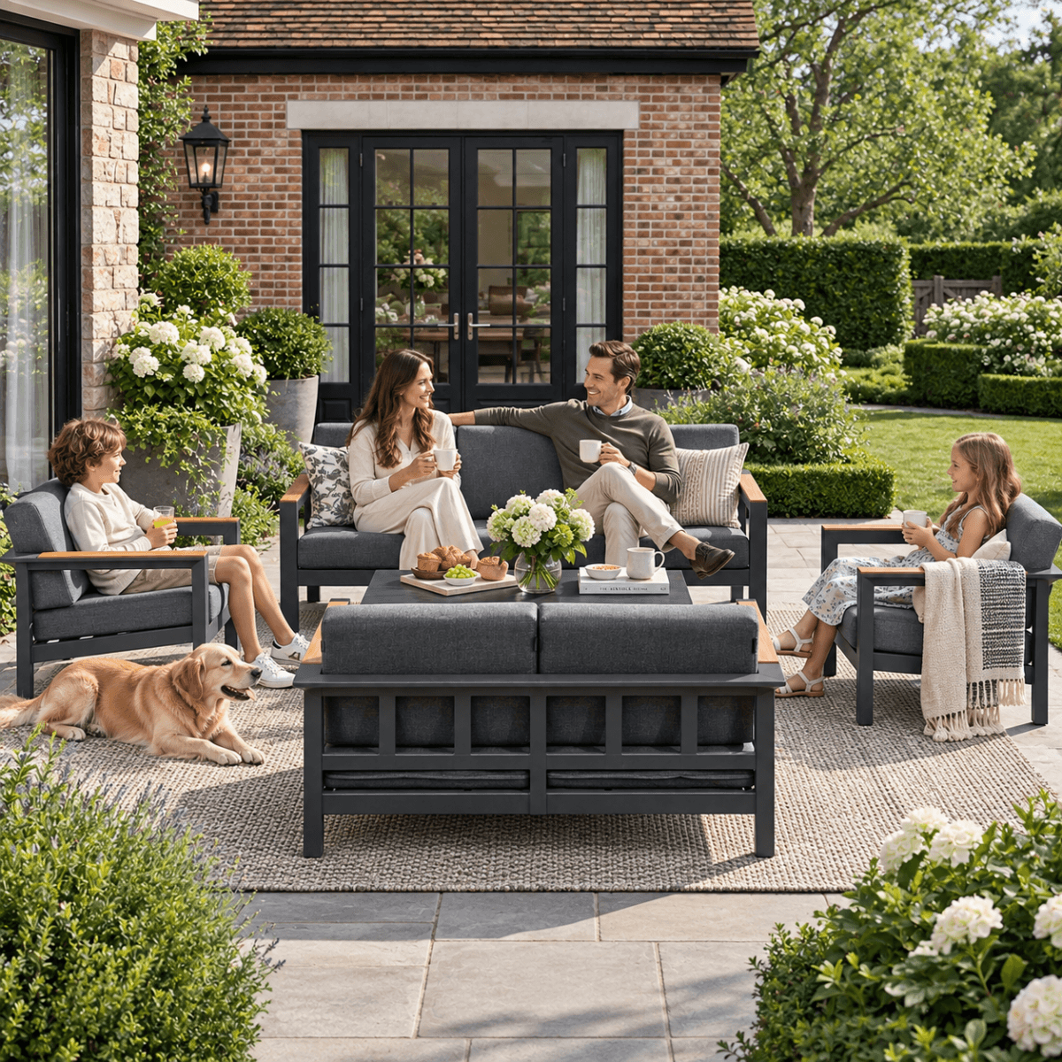 ARVE 7-Seater Modern Aluminium Outdoor Sofa Set - 5 Pieces