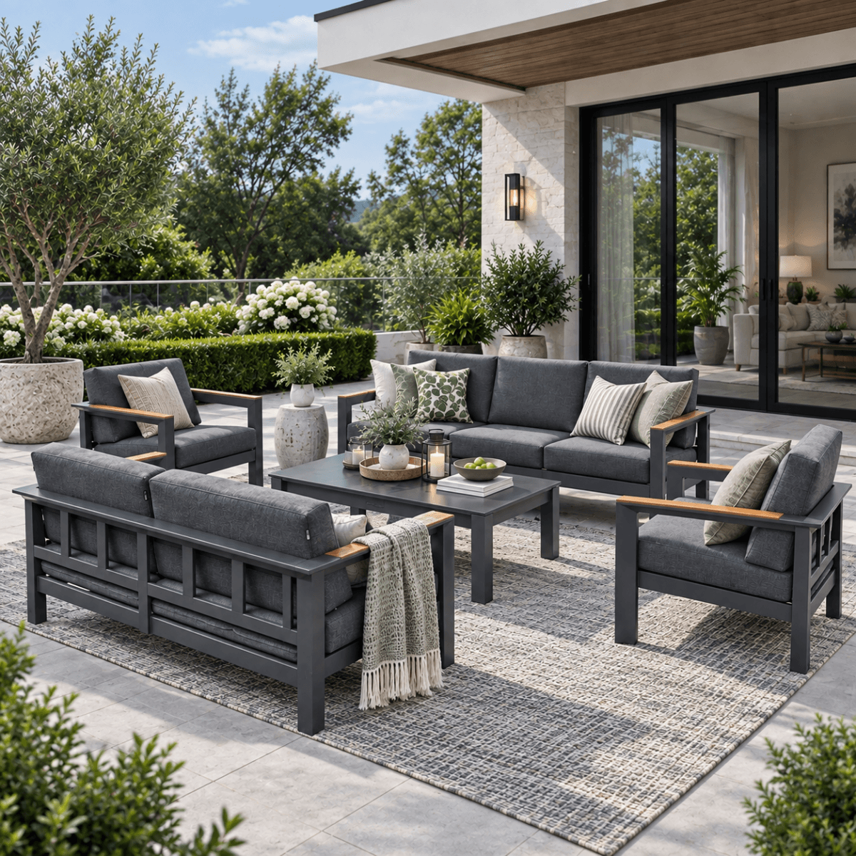 ARVE 7-Seater Modern Aluminium Outdoor Sofa Set - 5 Pieces