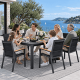 ARVE 6-Seater Aluminum Dining Set (Ceramic Glass Table)