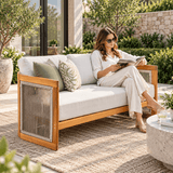 CAVEN Solid Wood Outdoor 2-Seater Sofa