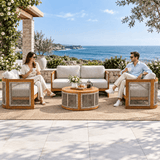 CAVEN 4-Seater Solid Wood Garden Sofa Set - 4-Piece Outdoor Sofa Set with Cushions
