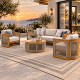 CAVEN 5-Seater Solid Wood Garden Sofa Set - 4-Piece Outdoor Sofa Set with Cushions