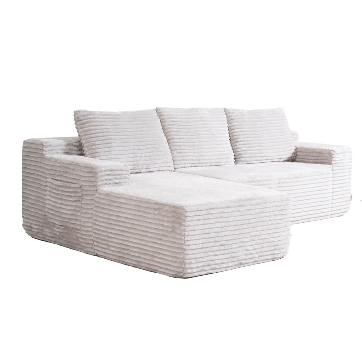 SOFTY 3-5 Seater Indoor Modular Sofa Set - Compressed Sectional Sofa with Right Chaise & Left Armchair, Grey