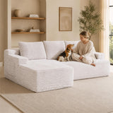 SOFTY 3-5 Seater Indoor Modular Sofa Set - Compressed Sectional Sofa with Right Chaise & Left Armchair, Grey