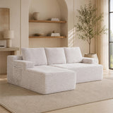 SOFTY 3-5 Seater Indoor Modular Sofa Set - Compressed Sectional Sofa with Right Chaise & Left Armchair, Grey