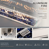 TALARA Outdoor Aluminium Gas Fire Pit Table – Powder-Coated Finish
