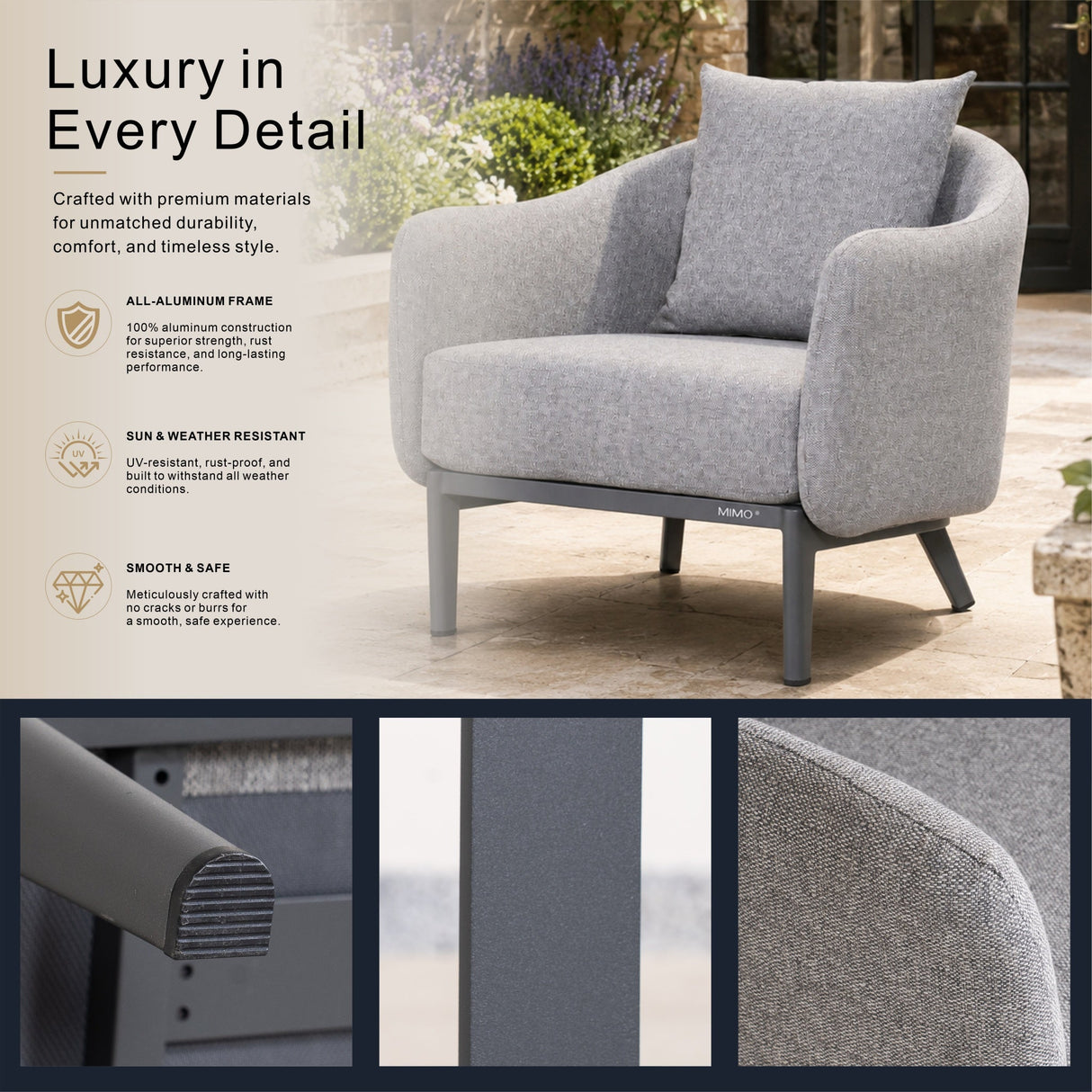 VELORA Aluminium Outdoor Single Sofa