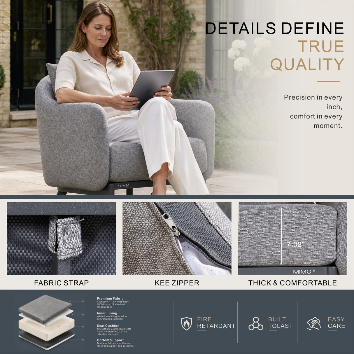 VELORA Aluminium Outdoor Single Sofa