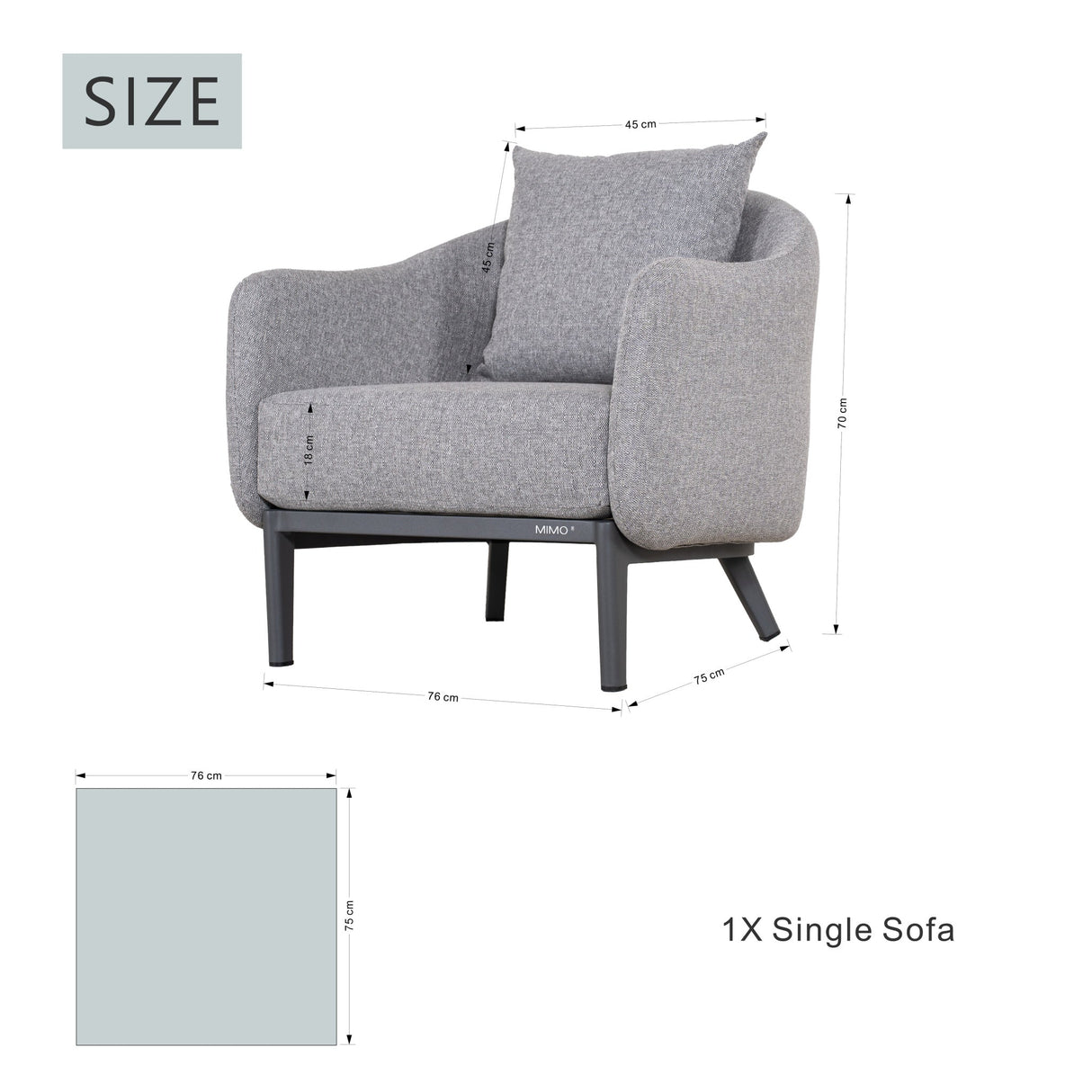 VELORA Aluminium Outdoor Single Sofa