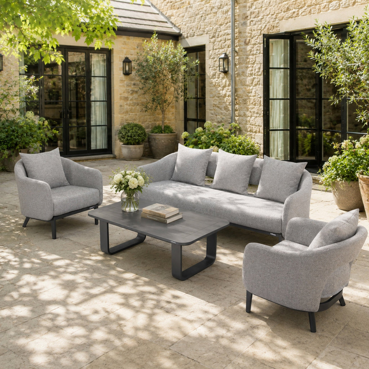 VELORA Aluminium Outdoor Sofa Set with TALARA Coffee Table
