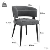 Set of 2 Modern Dining Chairs – Upholstered Fabric Dining Room Chairs with Curved Backrest, Padded Seat and Metal Legs