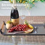 Outdoor Aluminium Serving Tray with Teak Handles