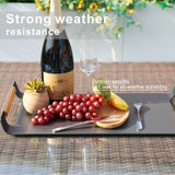 Outdoor Aluminium Serving Tray with Teak Handles
