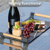 Outdoor Aluminium Serving Tray with Teak Handles