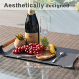 Outdoor Aluminium Serving Tray with Teak Handles
