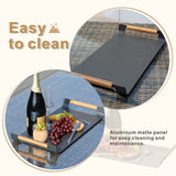 Outdoor Aluminium Serving Tray with Teak Handles