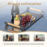 Outdoor Aluminium Serving Tray with Teak Handles