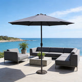 Outdoor Garden Parasol with Steel Pole -  8 Rib, Crank Handle & Vent