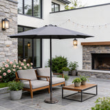 Outdoor Garden Parasol with Steel Pole -  8 Rib, Crank Handle & Vent