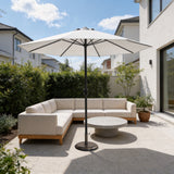 Outdoor Garden Parasol with Steel Pole -  8 Rib, Crank Handle & Vent