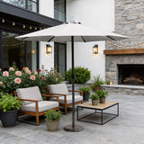 Outdoor Garden Parasol with Steel Pole -  8 Rib, Crank Handle & Vent