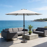 Outdoor Garden Parasol with Steel Pole -  8 Rib, Crank Handle & Vent