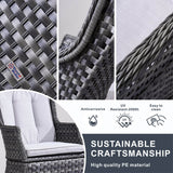 Ravenna Outdoor Wicker Armchairs with Cushions Set of 2 Weather-Resistant Patio Chairs (PAC-010)