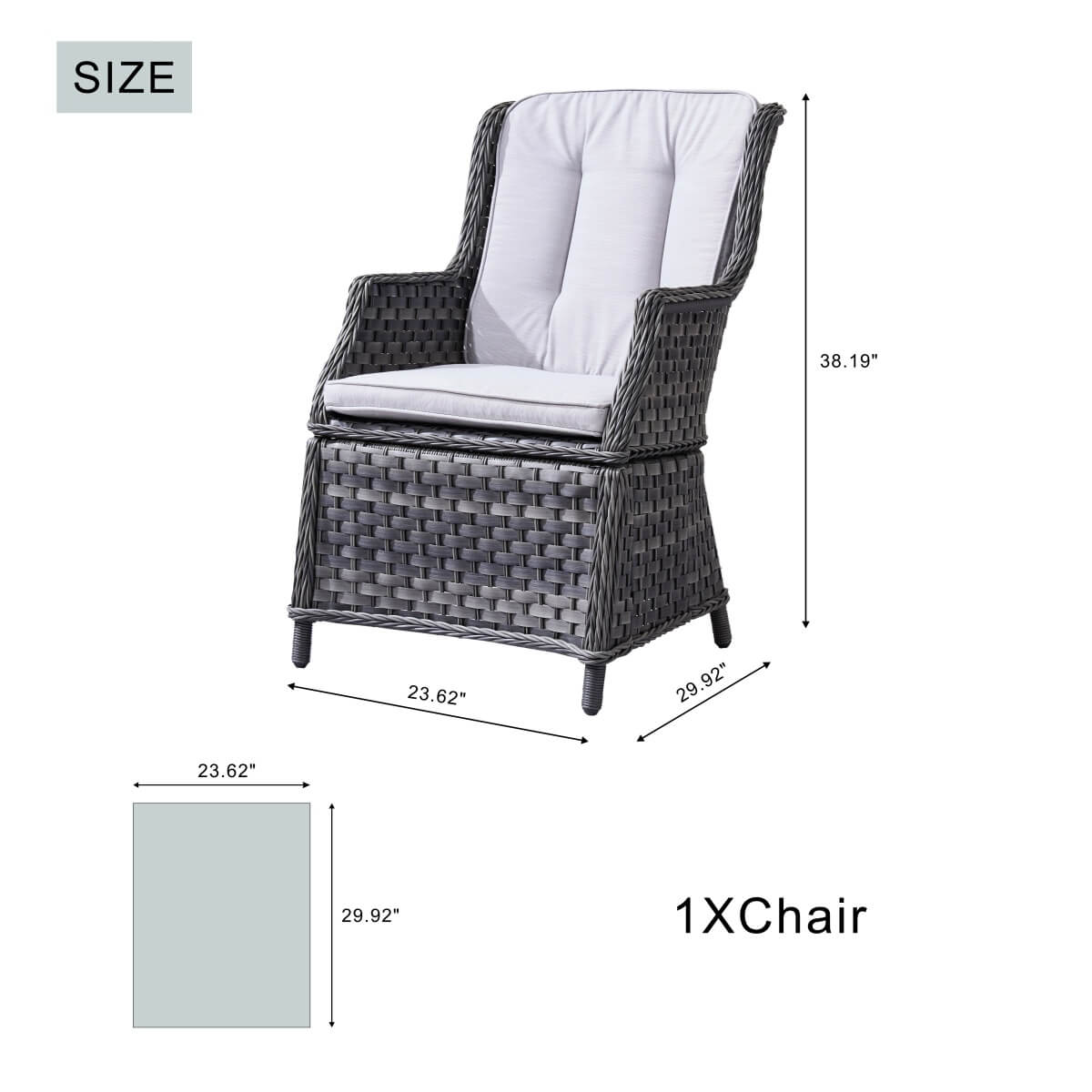 Ravenna Outdoor Wicker Armchairs with Cushions Set of 2 Weather-Resistant Patio Chairs (PAC-010)