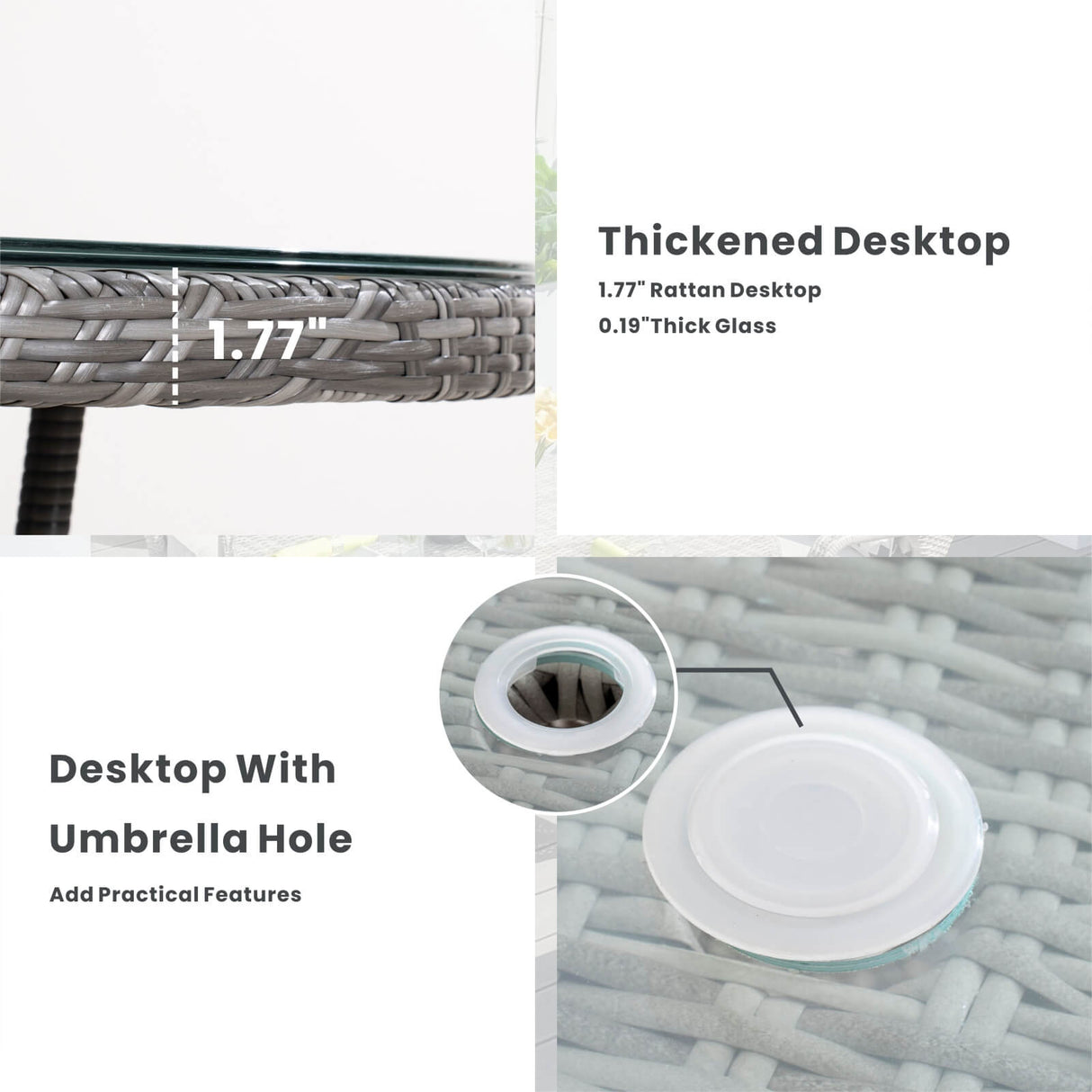 Ravenna 4-Seat Outdoor Dining Set - Round Dining Table (PAD-1709+010)