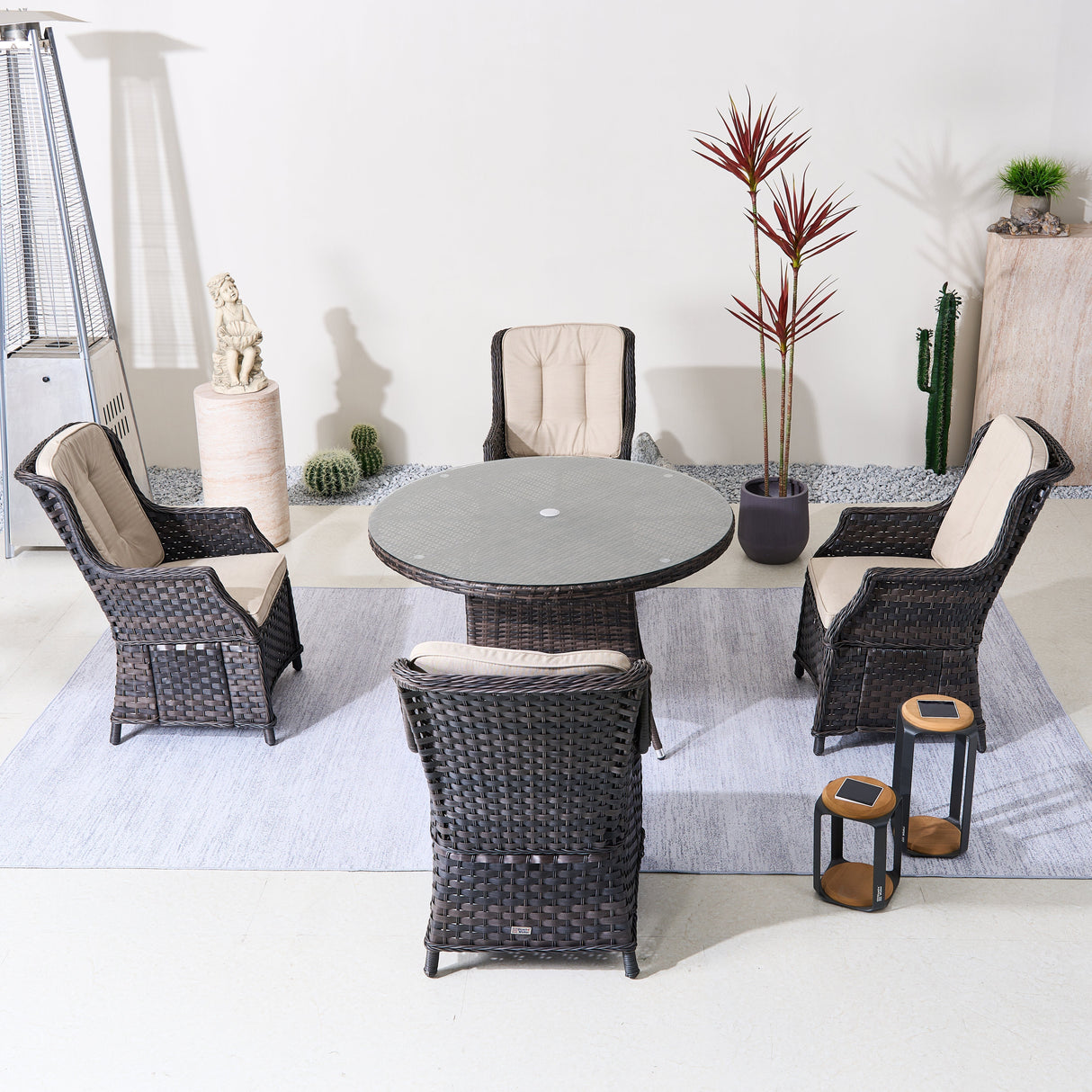 Ravenna 4-Seat Outdoor Dining Set - Round Dining Table (PAD-1709+010)