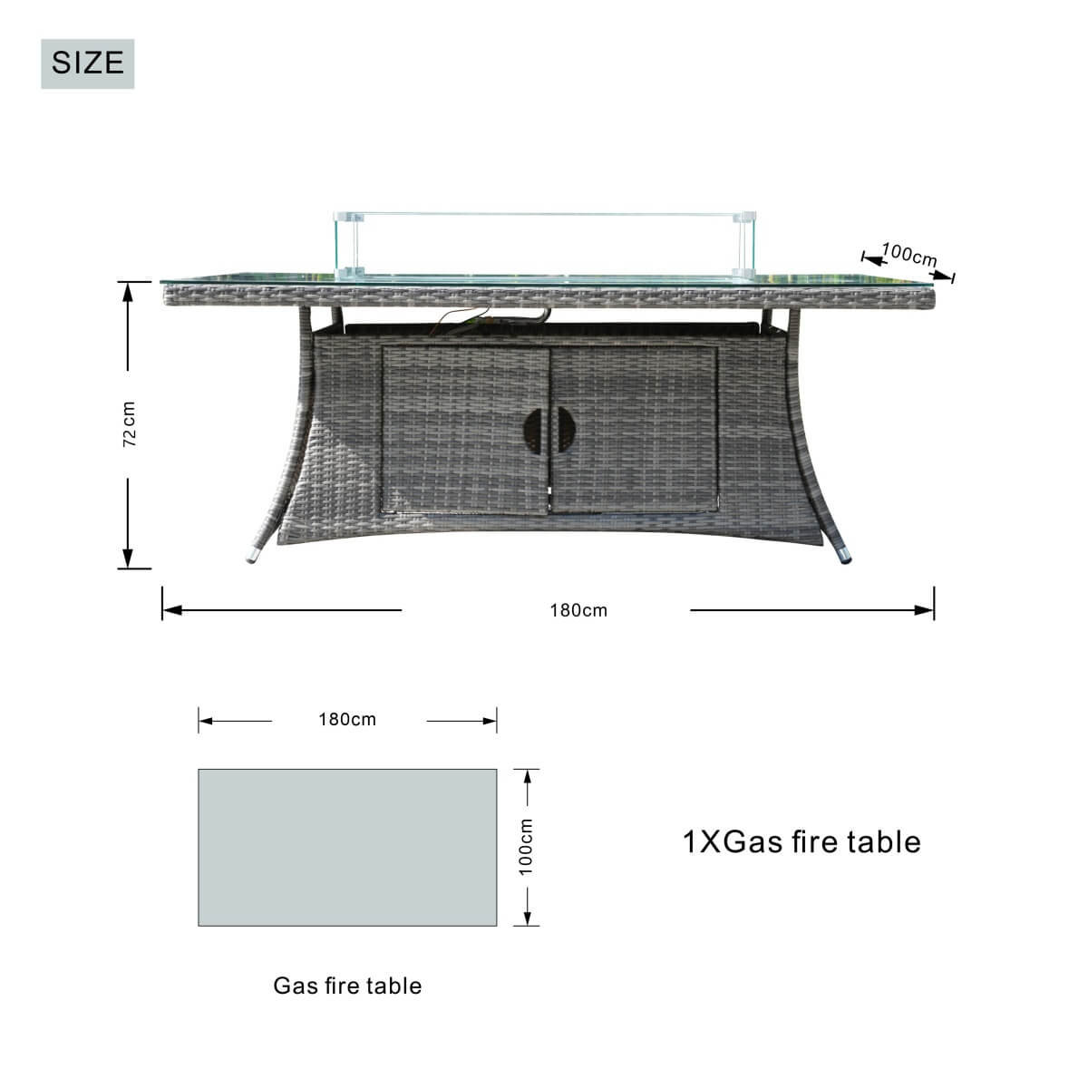 6-Seater Outdoor Fire Pit Dining Set – Rectangle Fire Pit Table for Garden and Patio