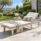 Wooden Garden Sun Lounger Set - Adjustable Backrest with Side Table