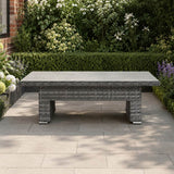 Rectangular Rattan Garden Coffee Table - Adjustable Height with Tempered Glass Top