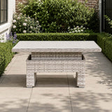 Rectangular Rattan Garden Coffee Table - Adjustable Height with Tempered Glass Top