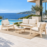 4-Piece Wood Outdoor Sofa Set - 4-Seater