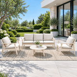 4-Piece Wood Outdoor Sofa Set - 5-Seater