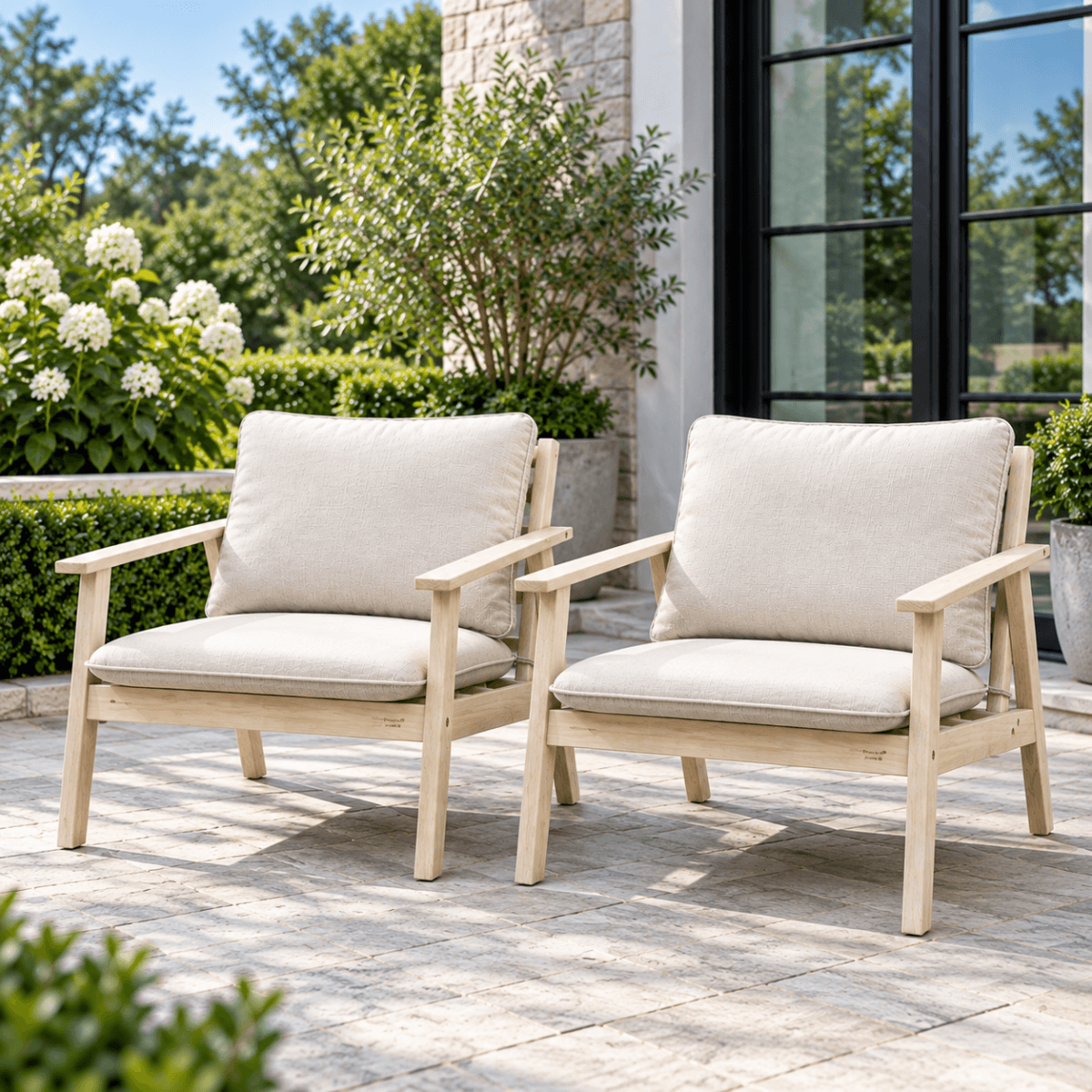 Solid Wood Single Seater Sofa Set of 2
