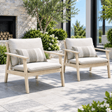 Solid Wood Single Seater Sofa Set of 2