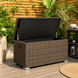Small Outdoor Rattan Storage Box - Weather-Resistant Garden Storage Chest, Brown