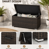 Small Outdoor Rattan Storage Box - Weather-Resistant Garden Storage Chest, Brown