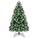 Snow-Flocked Artificial Christmas Tree with Pine Cones - Realistic Green Xmas Tree for Indoor Home Decoration