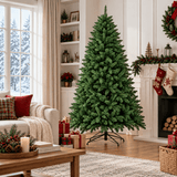 Realistic Full Green Artificial Christmas Tree - Lush PVC Xmas Tree for Indoor Home & Festive Decoration, 5ft/6ft/7ft