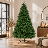 Realistic Full Green Artificial Christmas Tree - Premium PVC Xmas Tree for Indoor Home & Festive Decoration, 6ft/7ft