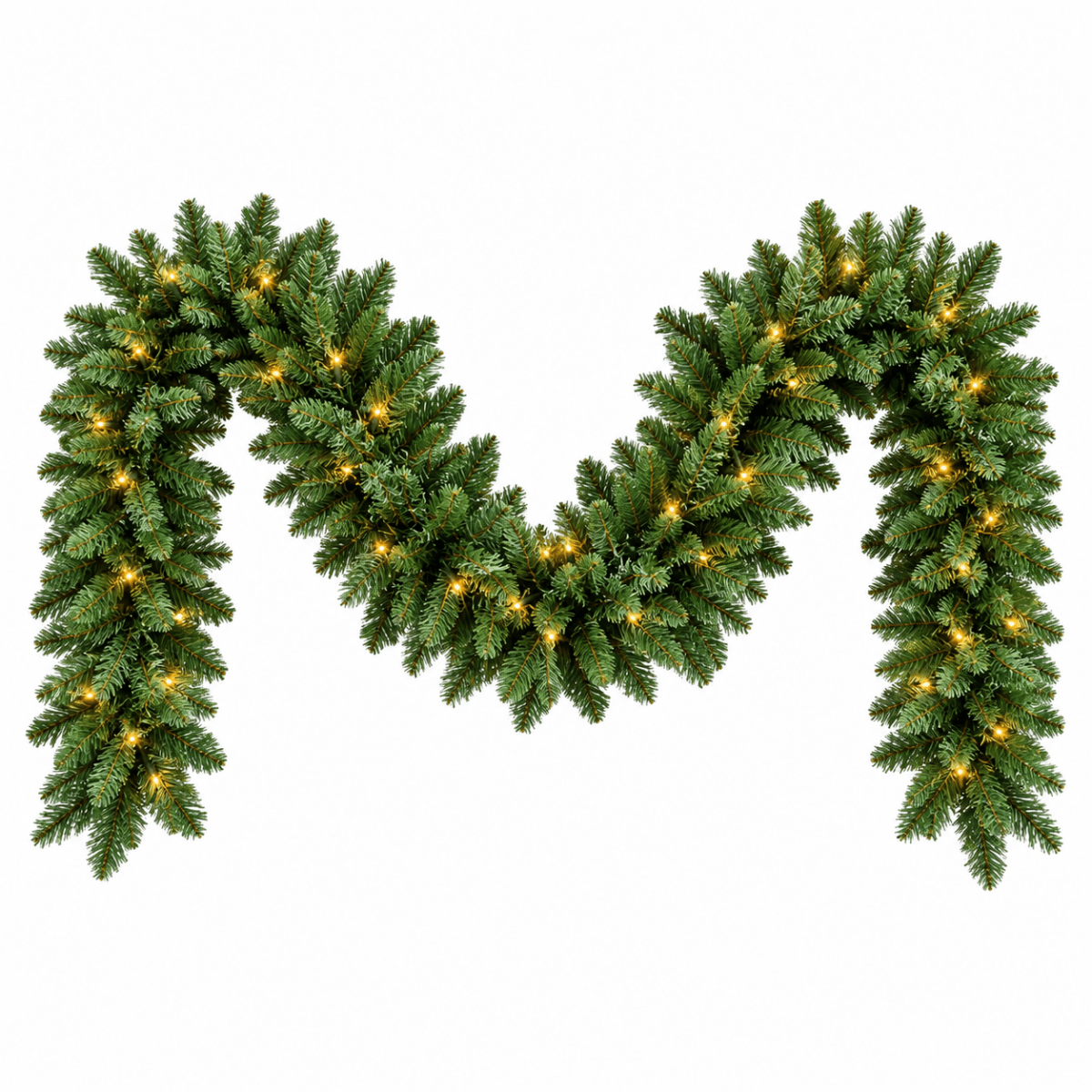 Pre-Lit Christmas Garland - Realistic PVC Foliage Garland with LED Lights for Festive Decoration